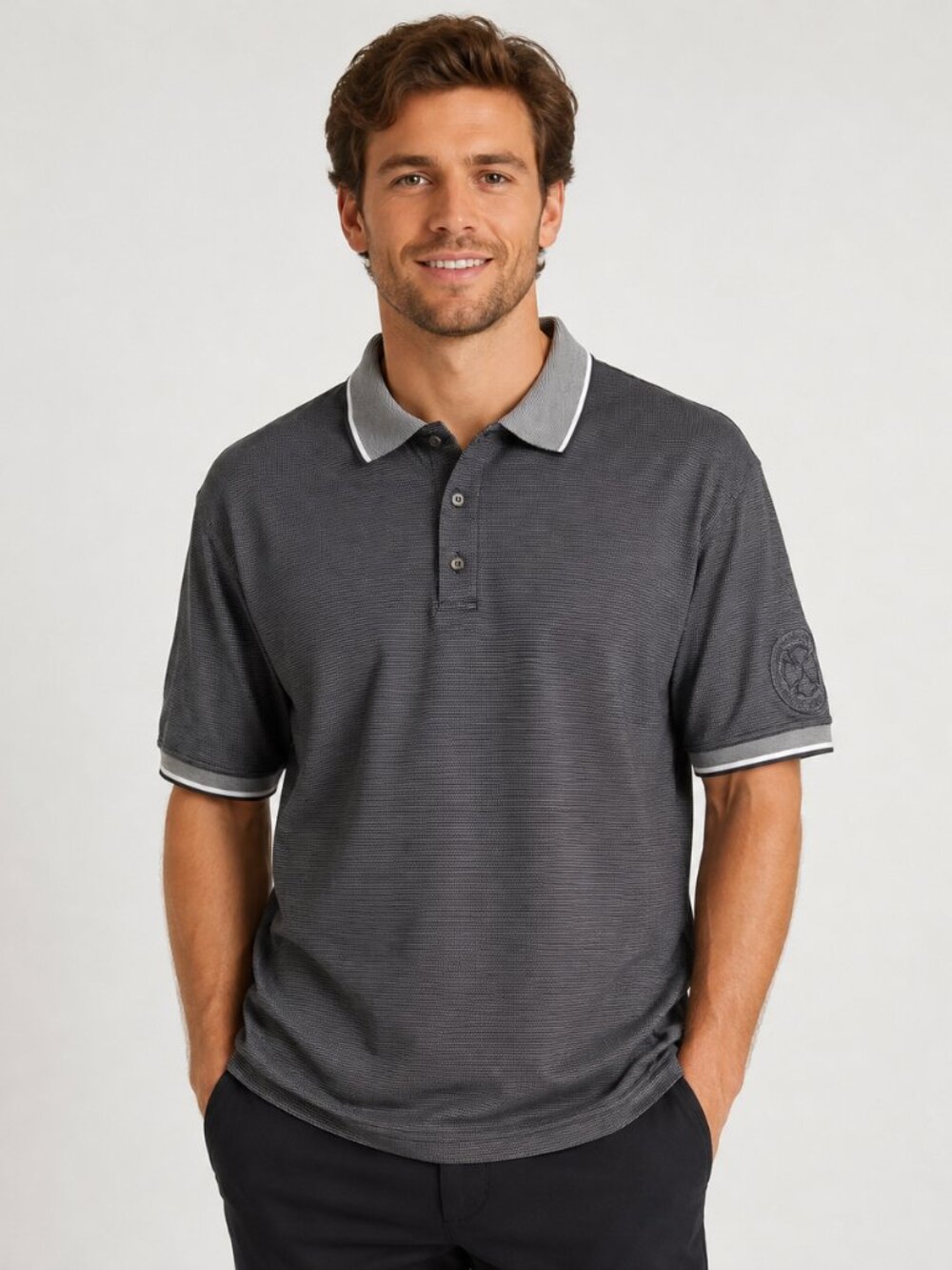 Canada Golf Collection Black Gray Golf Polo Shirt Sportswear Short Sleeve
